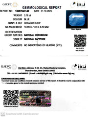 3.76/CT Natural Blue Sapphire with Govt Lab Certificate (6771)